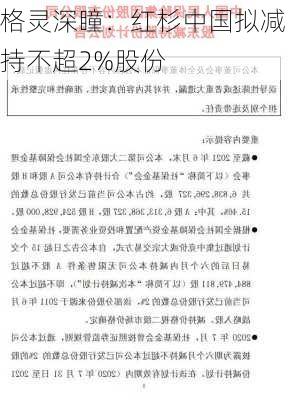 格灵深瞳：红杉中国拟减持不超2%股份