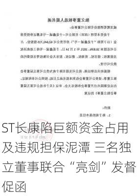 ST长康陷巨额资金占用及违规担保泥潭 三名独立董事联合“亮剑”发督促函