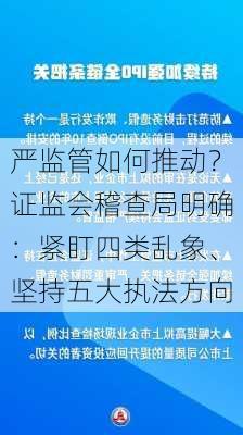 严监管如何推动？证监会稽查局明确：紧盯四类乱象、坚持五大执法方向