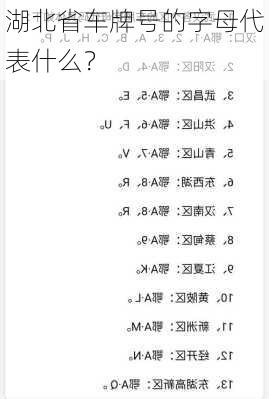 湖北省车牌号的字母代表什么？