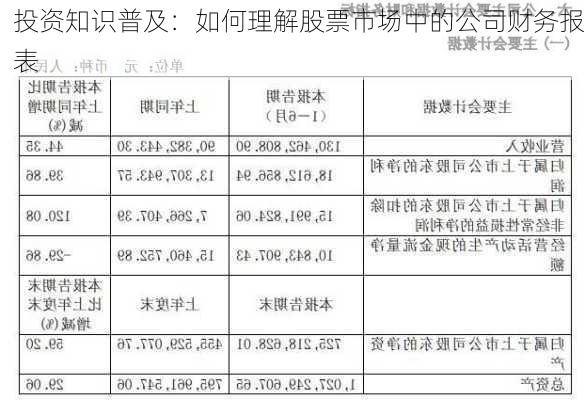 投资知识普及：如何理解股票市场中的公司财务报表