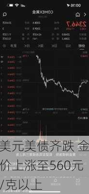 美元美债齐跌 金价上涨至560元/克以上