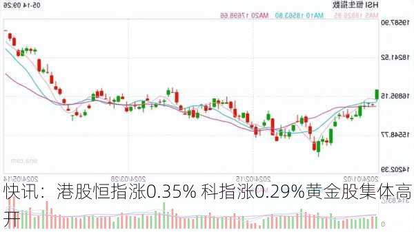 快讯：港股恒指涨0.35% 科指涨0.29%黄金股集体高开