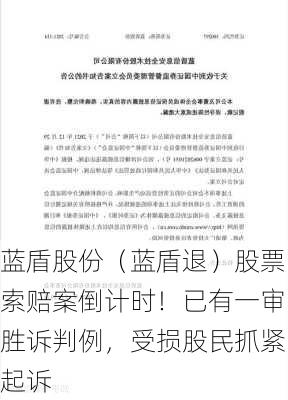 蓝盾股份（蓝盾退）股票索赔案倒计时！已有一审胜诉判例，受损股民抓紧起诉