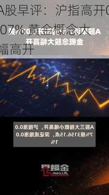 A股早评：沪指高开0.07% 黄金概念大幅高开