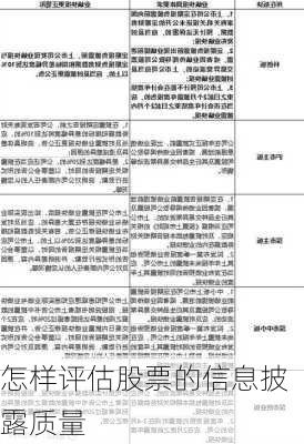 怎样评估股票的信息披露质量