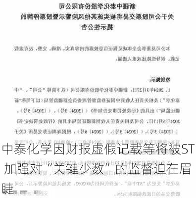 中泰化学因财报虚假记载等将被ST 加强对“关键少数”的监督迫在眉睫