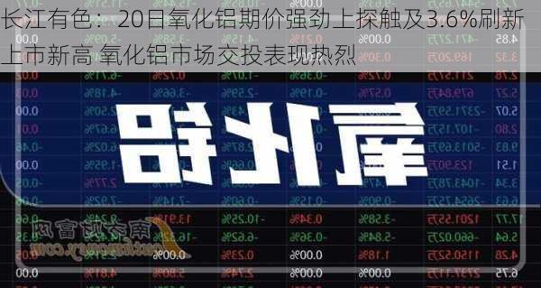 长江有色：20日氧化铝期价强劲上探触及3.6%刷新上市新高 氧化铝市场交投表现热烈