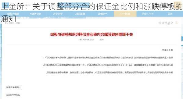 上金所：关于调整部分合约保证金比例和涨跌停板的通知