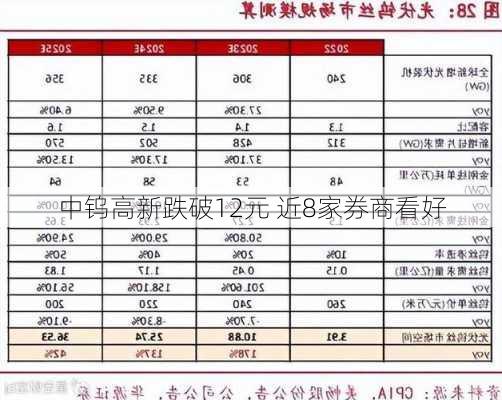 中钨高新跌破12元 近8家券商看好