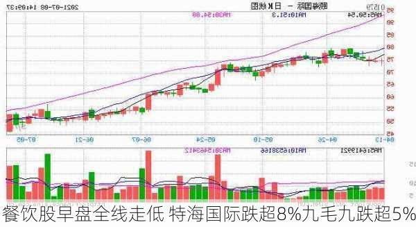 餐饮股早盘全线走低 特海国际跌超8%九毛九跌超5%