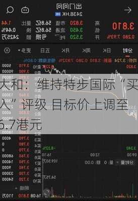 大和：维持特步国际“买入”评级 目标价上调至6.7港元