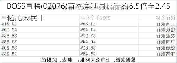 BOSS直聘(02076)首季净利同比升约6.5倍至2.45亿元人民币