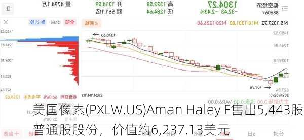 美国像素(PXLW.US)Aman Haley F售出5,443股普通股股份，价值约6,237.13美元