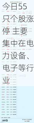 今日55只个股涨停 主要集中在电力设备、电子等行业