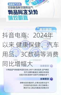 抖音电商：2024年以来 健康保健、汽车用品、3C数码等消费同比增幅大