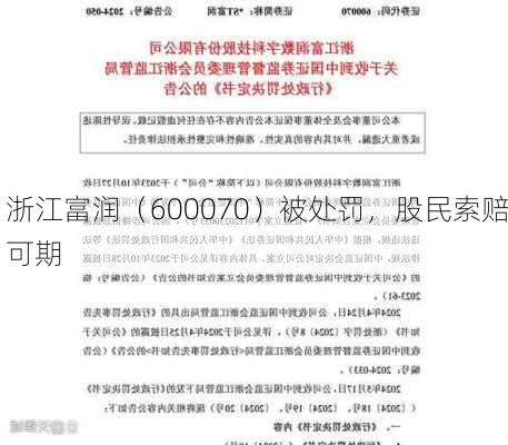 浙江富润（600070）被处罚，股民索赔可期