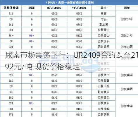 尿素市场震荡下行：UR2409合约跌至2192元/吨 现货价格稳定