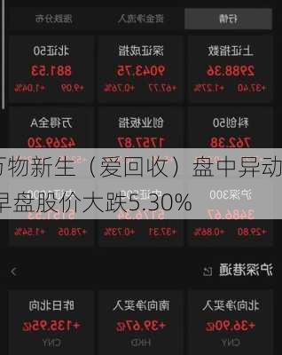 万物新生（爱回收）盘中异动 早盘股价大跌5.30%