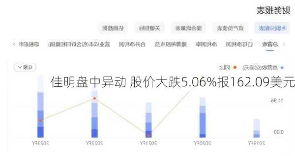 佳明盘中异动 股价大跌5.06%报162.09美元