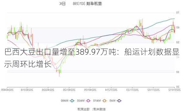 巴西大豆出口量增至389.97万吨：船运计划数据显示周环比增长