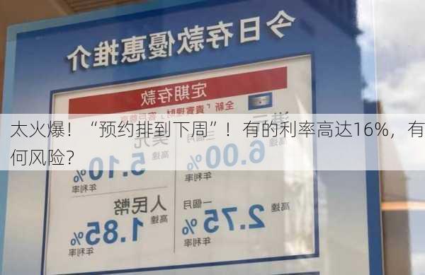 太火爆！“预约排到下周”！有的利率高达16%，有何风险？