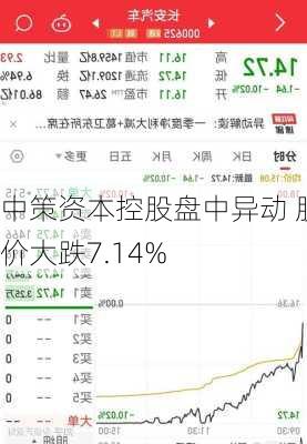 中策资本控股盘中异动 股价大跌7.14%