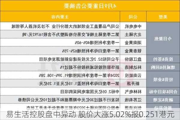 易生活控股盘中异动 股价大涨5.02%报0.251港元