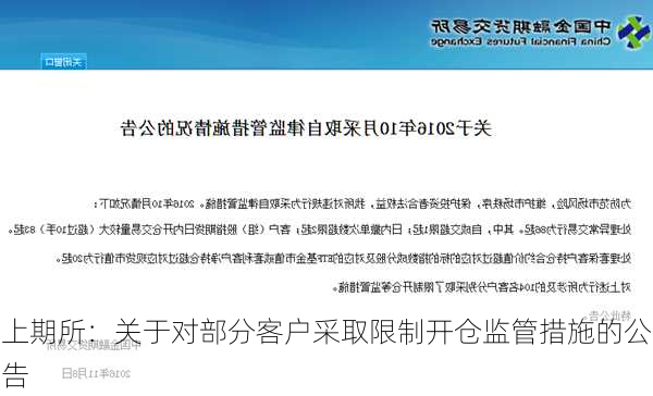 上期所：关于对部分客户采取限制开仓监管措施的公告