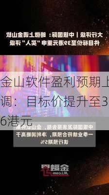 金山软件盈利预期上调：目标价提升至36港元