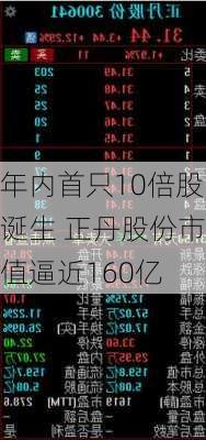 年内首只10倍股诞生 正丹股份市值逼近160亿