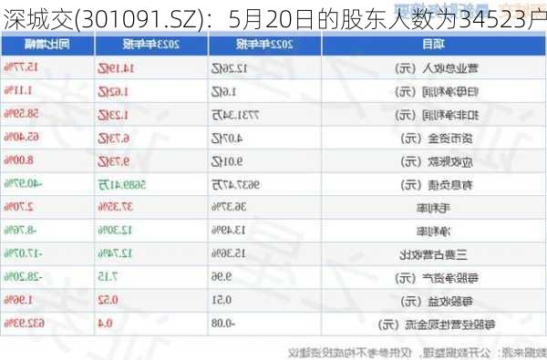 深城交(301091.SZ)：5月20日的股东人数为34523户