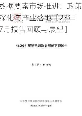 数据要素市场推进：政策深化与产业落地【23年7月报告回顾与展望】