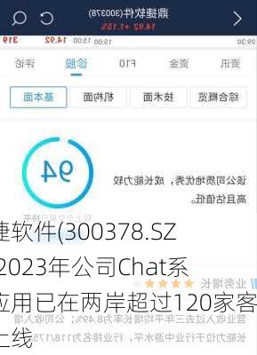 鼎捷软件(300378.SZ)：2023年公司Chat系列应用已在两岸超过120家客户上线