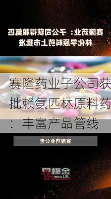 赛隆药业子公司获批赖氨匹林原料药：丰富产品管线