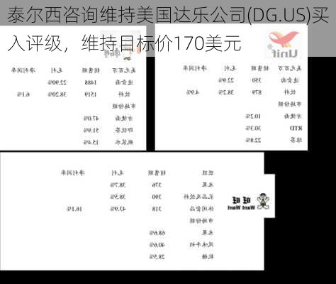 泰尔西咨询维持美国达乐公司(DG.US)买入评级，维持目标价170美元