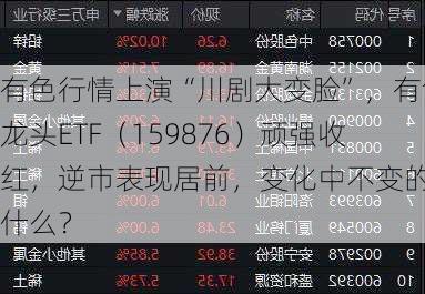 有色行情上演“川剧大变脸”，有色龙头ETF（159876）顽强收红，逆市表现居前，变化中不变的是什么？