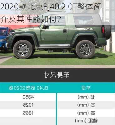 2020款北京BJ40 2.0T整体简介及其性能如何？