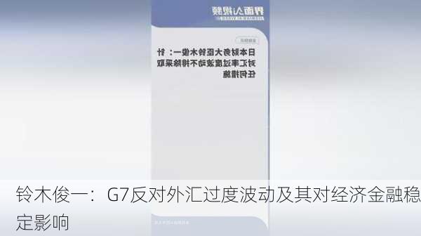 铃木俊一：G7反对外汇过度波动及其对经济金融稳定影响