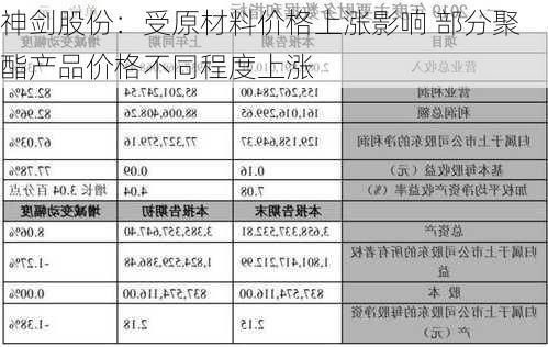 神剑股份：受原材料价格上涨影响 部分聚酯产品价格不同程度上涨