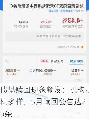 债基赎回现象频发：机构动机多样，5月赎回公告达25条