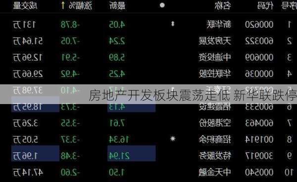 房地产开发板块震荡走低 新华联跌停