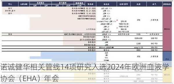 诺诚健华相关管线14项研究入选2024年欧洲血液学协会（EHA）年会