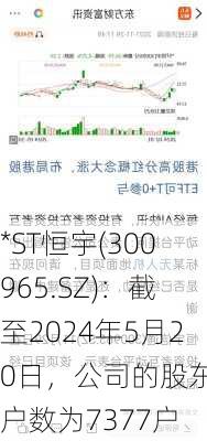 *ST恒宇(300965.SZ)：截至2024年5月20日，公司的股东总户数为7377户