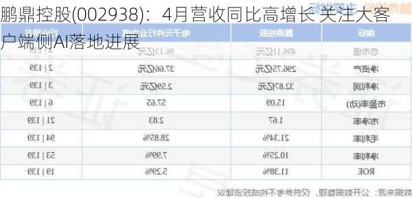 鹏鼎控股(002938)：4月营收同比高增长 关注大客户端侧AI落地进展