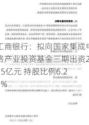 工商银行：拟向国家集成电路产业投资基金三期出资215亿元 持股比例6.25%