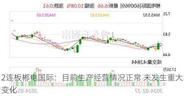 2连板郴电国际：目前生产经营情况正常 未发生重大变化