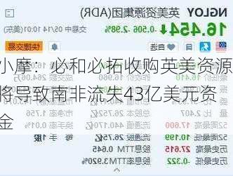 小摩：必和必拓收购英美资源将导致南非流失43亿美元资金