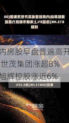 内房股早盘普遍高开 世茂集团涨超8%旭辉控股涨近6%