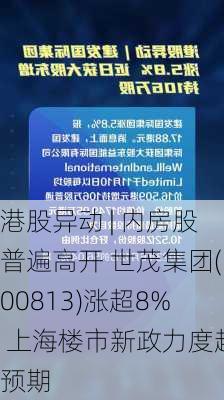 港股异动 | 内房股普遍高开 世茂集团(00813)涨超8% 上海楼市新政力度超预期